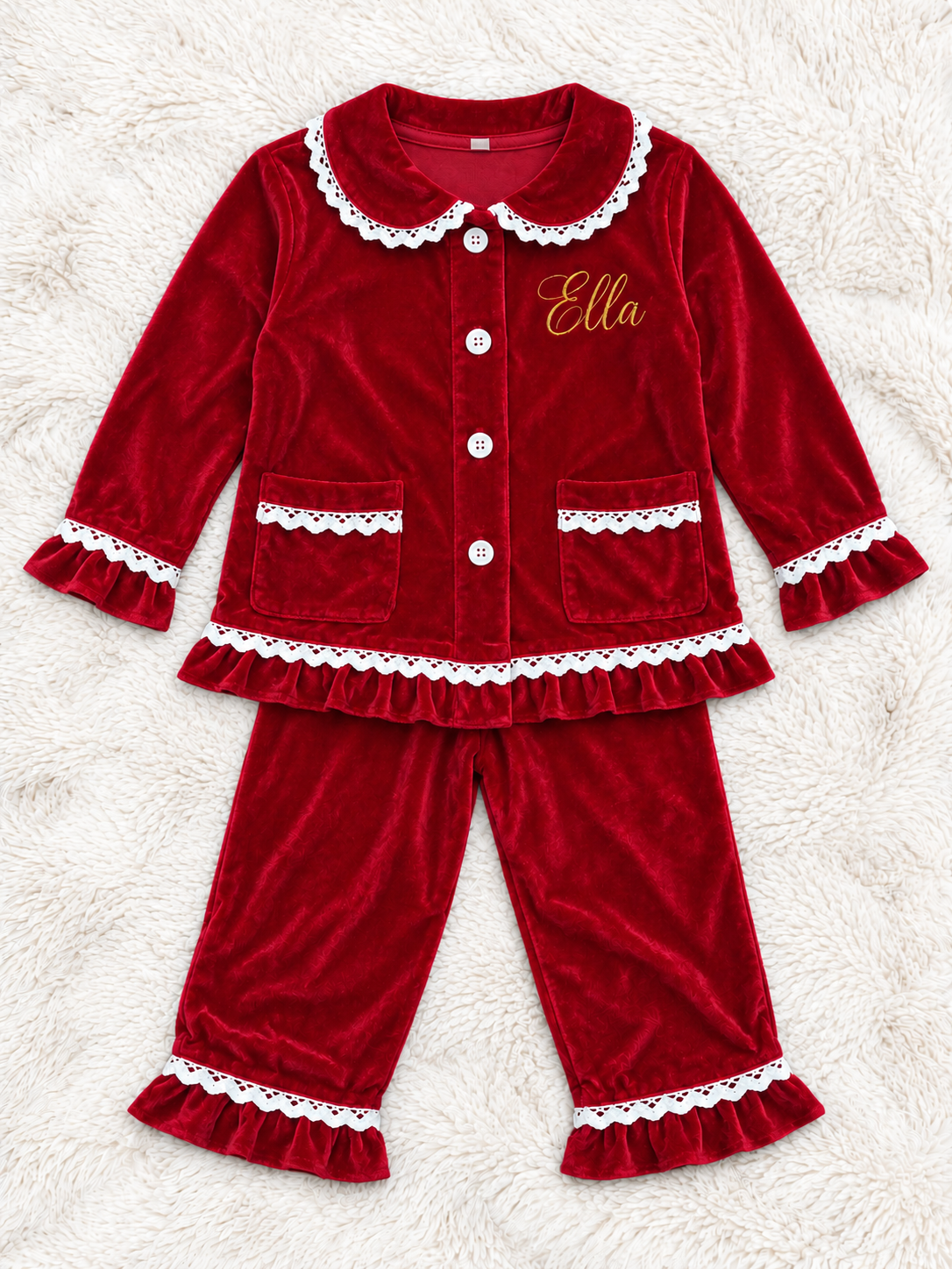 Luxury Children's Christmas Embroidered Pyjamas
