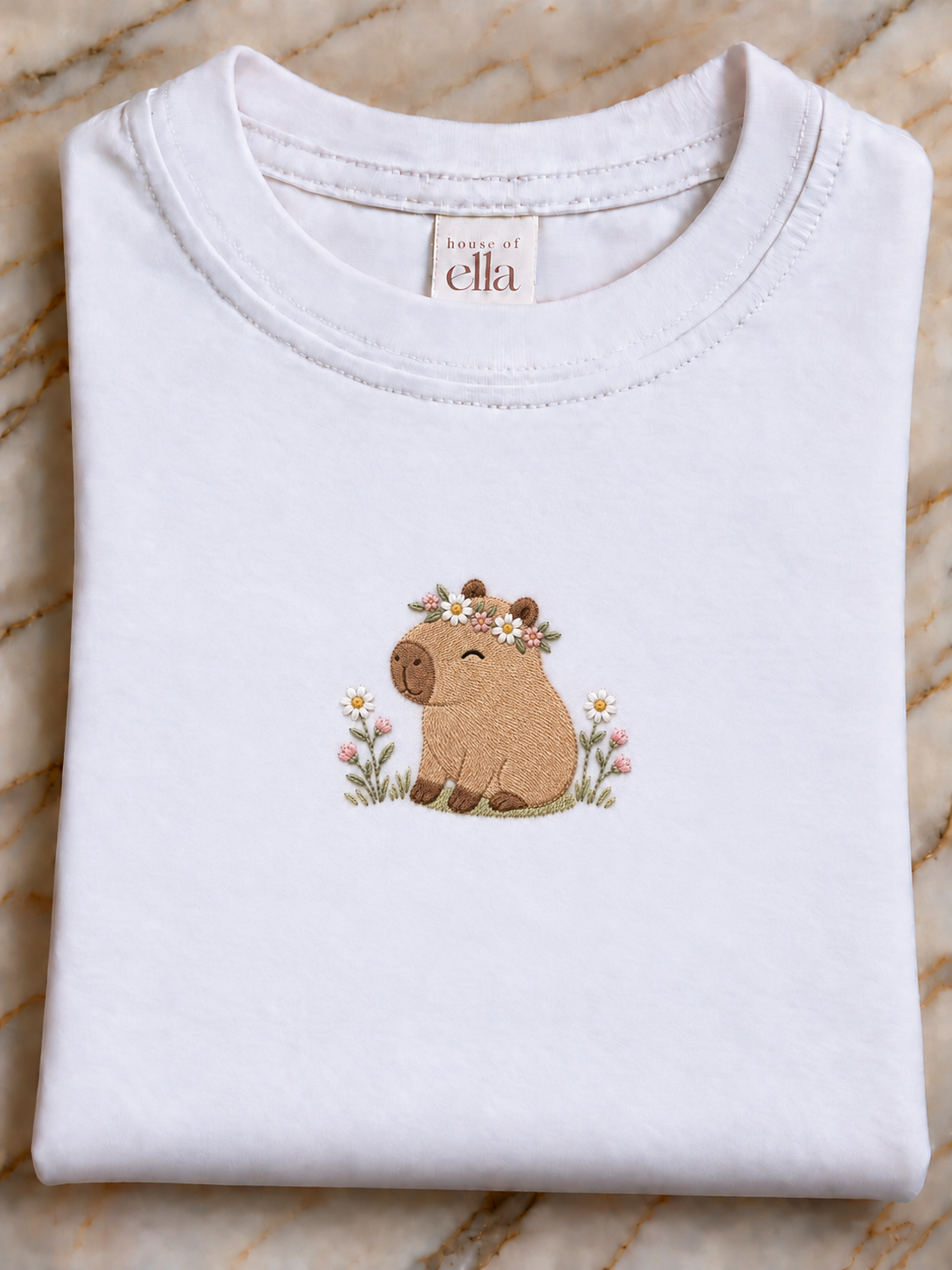 Capybara Embroidered T Shirt